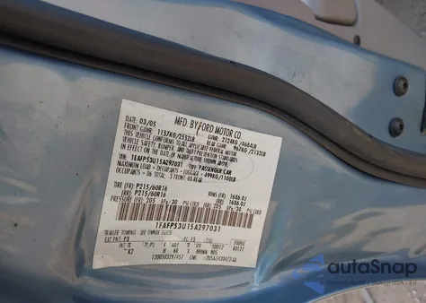 2005 Ford Taurus Se из США, поврежденный, VIN 1FAFP53U15A297031